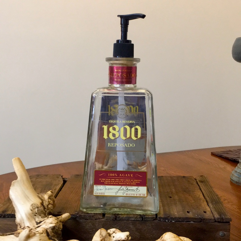 Repurposed 1800 Tequila Bottle with pump